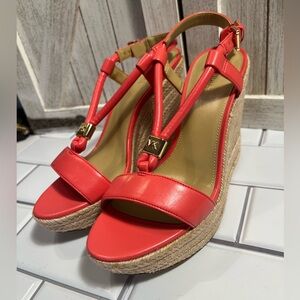 Michael Kors Tan and salmon color wedges